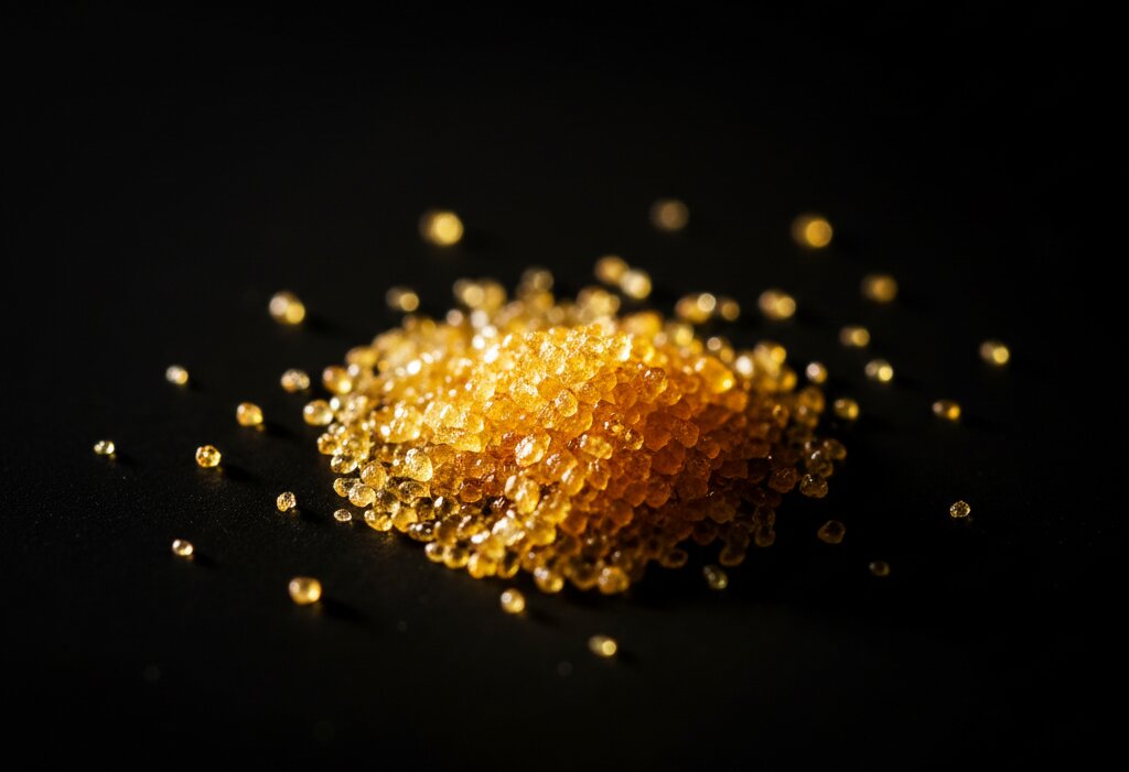 Yellow powder on a white background