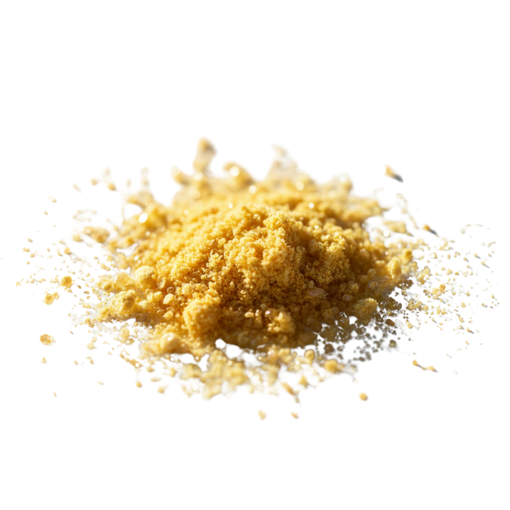 Yellow powder on a white background