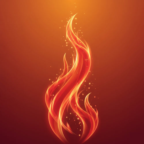 Artistic depiction of a flame on an orange background