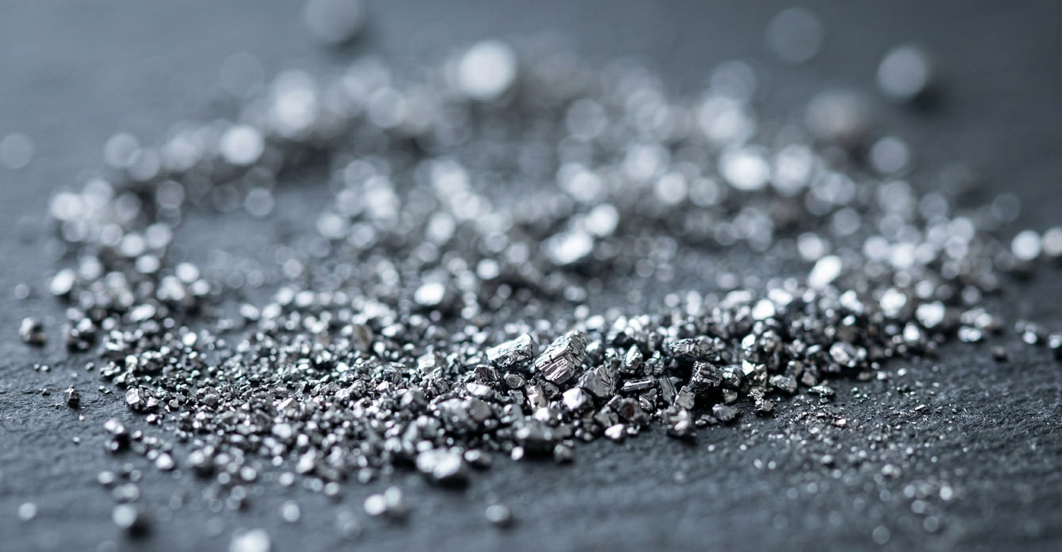 Round metallic object with a textured surface on a white background