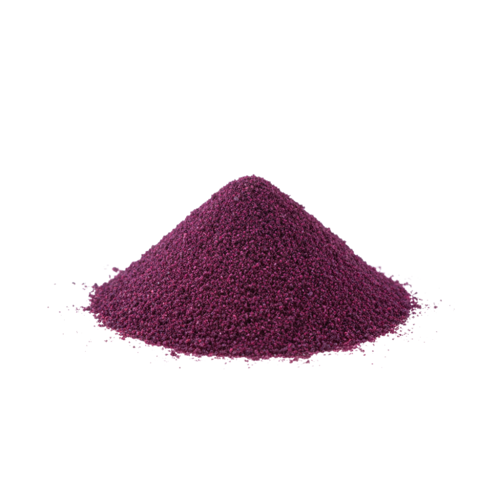 Purple powder on a white background