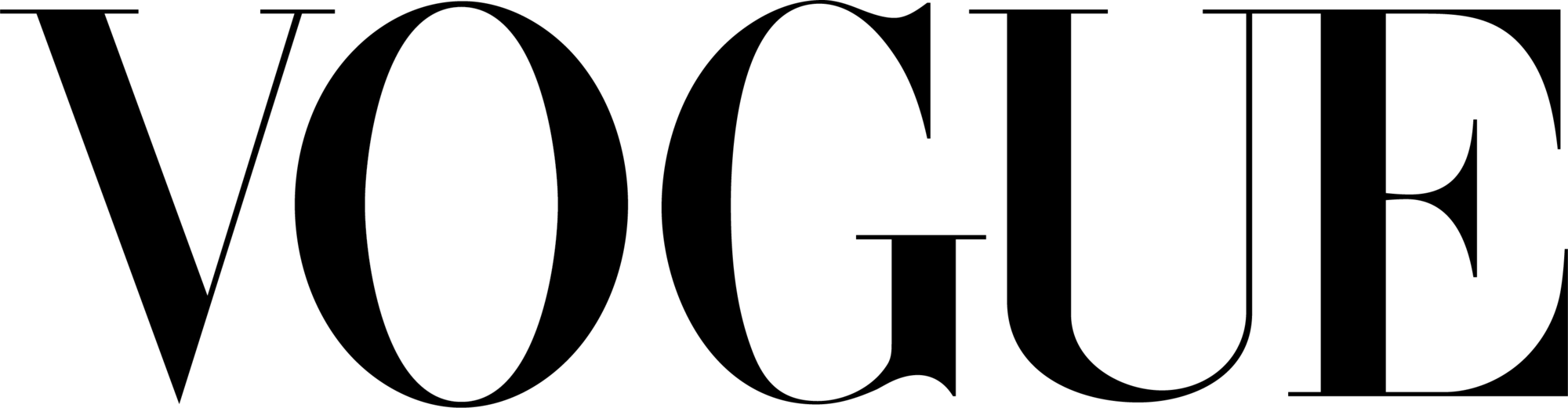 Vogue logo in black on a green background